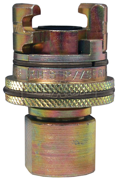 Dual-Lock™ P-Series Thor Interchange Female Thread Coupler with Knurled Flanged Sleeve